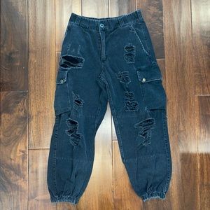 Carmar Black Distressed Jogger Jeans Size 10 Original Retail $216